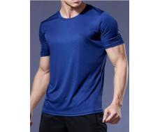 Summer Men's Loose Fitness Running Shirt For Gym Basketball Football Training In Blue Short Sleeve Gym Clothes Men Basic T Shirt SKU: st2307288734533461
