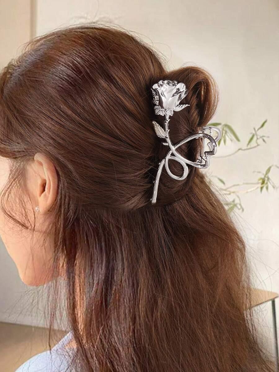 Большой металлический зажим для волос в форме цветка розы, винтажный и элегантный французский аксессуар для волос для женщин в стиле Бохо АРТИКУЛ: sc2302265611016116