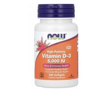 Now Foods Витамин D3, высокая эффективность, 125 мкг (5000 ME), 240 мягких таблеток
