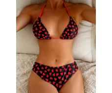 SHEIN Swim Random Heart Print Two-Pieces Swimsuit Set For Vacation