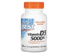 Докторс Бэст витамин D3, 125 мкг (5000 ME), 360 мягких таблеток