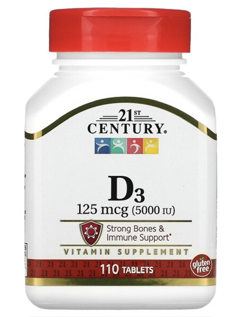 -61% 21st Century. витамин D3, 125 мкг (5000 МЕ), 110 таблеток