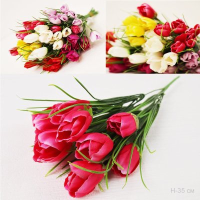 Цветок искусственный Букет тюльпанов 30 см 10 бутонов / W36206
