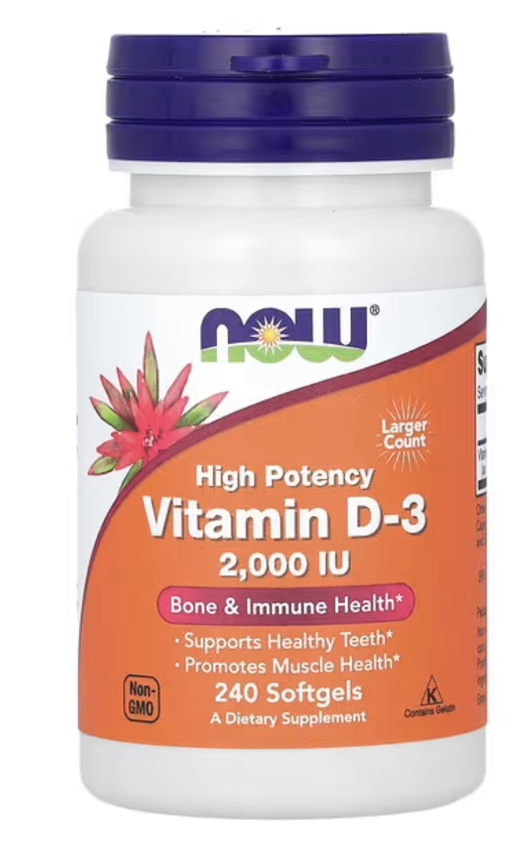 Now Foods витамин D3, высокоактивный, 2000 МЕ, 240 капсул