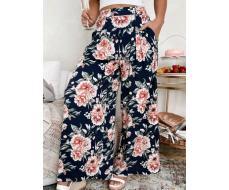 SHEIN VCAY Women's Vacation Leisure Flower Printed Wide Leg Pants