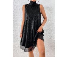 SHEIN Allurite High Neck Sequin Tank Dress SKU: sz2305116553172365