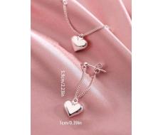 2pcs Sweet Heart Shaped Titanium Steel Dangle Earrings For Women Who Prefer Unique And Long Style For Daily Use