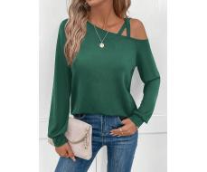 SHEIN LUNE Women's Asymmetrical Neck Long Sleeve T-Shirt SKU: sz2312113782032230