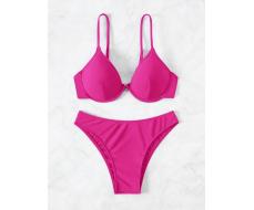 SHEIN Swim Ladies' Solid Color Stylish Bra And Swimwear Bottom Set SKU: sz2403015833654845