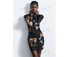 Maija Women Spring Autumn Fashion Tie-Dye Ruched Bodycon Mini Dress SKU: sz2406189638330919