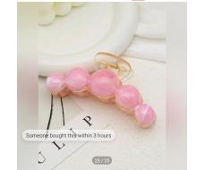 1pc Women's Elegant & Fashionable Oversized Acrylic Hair Claw With Apricot-Colored Double-Sided Faux Pearls, Suitable For Daily Wear, Dates And Vacations