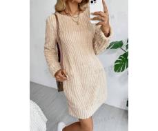 SHEIN LUNE Solid Teddy Tunic Dress SKU: sz2406261144940807