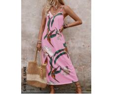 SHEIN LUNE Random Floral Print Sleeveless Summer Dress, Vacation Casual