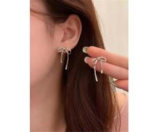 1pair Fashin Style Bow Knot Shape Hollow Out Earrings For Women Daily And Office Wearing SKU: sj2401318536932500