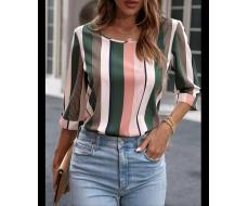 SHEIN LUNE Striped Print Blouse