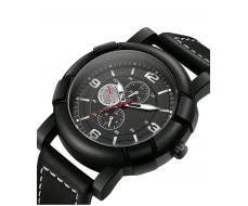 1pc Men's Stylish Business Quartz Watch With Thick Leather Strap, Suitable For Daily Wear And Gift Giving