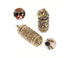 1pc Hollow Brass Buddha Bottle Sutra Cylinder Pendant Keychain Handmade Vintage Pill Box Container Bottle Keychains Pill Case Bottle SKU: sg2403160049093490