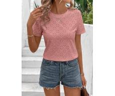 SHEIN LUNE Casual Short Sleeve Schiffy Women's T-Shirt For Spring And Summer SKU: sz2402282948215420