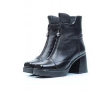 E28W-21A BLACK Ботинки зимние женские (натуральная кожа, натуральный мех) размер 40