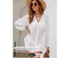 SHEIN Swim Summer Beach Solid Button Front Kimono