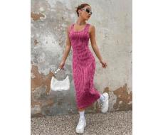 SHEIN EZwear Summer Outfits Solid Ribbed Knit Tank Dress