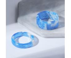 Кольцо набор 2 штуки из акрила "Дуос", цвет ярко-синий, размер 17-17,5