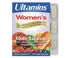 Ультаминс мультивитаминный комплекс для женщин с коэнзимом Q10, грибами, ферментами, овощами и ягодами, 60 растительных капсул