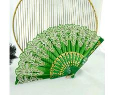 1pc Women Elegant Vintage Flower Pattern Chinese Silk Folding Fan, Ideal For Dance Performance And Costume Prop Halloween