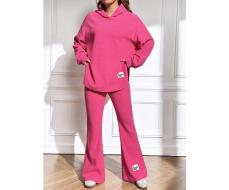 Костюм SHEIN EZwear Letter Patched Drop Shoulder Hoodie & Flare Leg Pants SKU: sz2307269761113396