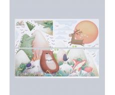 Наклейка пластик интерьерная цветная "Зверушки-малыши в горах" набор 2 листа 30х85 см