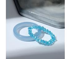Кольцо набор 2 штуки "Кристаллы" камешки и плавность, цвет голубой, размер МИКС