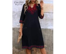 EMERY ROSE Women Notched Neck Casual Vacation Spring Summer Dress