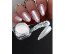 Black Friday Gorgeous Pearl White Nail Art with Mirrored Holographic Chrome - Mirror Nail Powder Pigment SKU: sb2303204242441121