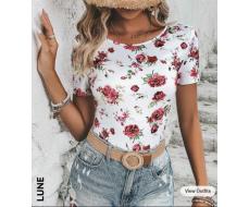 SHEIN LUNE Floral Print Tee SKU: sz2303106510630968