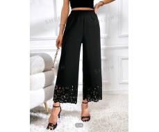 SHEIN Privé Laser Cut Out Wide Leg Trousers