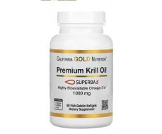 California Gold Nutrition масло криля премиального качества с Superba2, 1000 мг, 60 капсул из рыбьего желатина