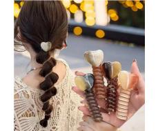 Декоративный спиральный телефонный шнур в виде сердечка из 1шт с высокой эластичностью, резинка для волос в виде симпатичной простой косички, Аксессуар для волос Артикул: sc2405252125114372