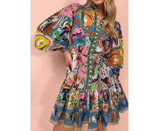 Vacation Casual Retro Printed Tied Long Sleeve Dress SKU: sz2407265408850103