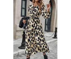 SHEIN Essnce Women's Casual All-Over Print V-Neck Long Sleeve Holiday Dress SKU: sz2406172939849878