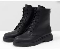 Стильные классические черные ботинки на шнуровке и с молнией сзади, на удобной невысокой подошве, новая коллекция от Джино Фиджини, Б-20103-01