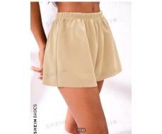 SHEIN BASICS Casual Sport Solid Color Knitted Mid/Low Rise Athletic Ultra Short Women's Shorts