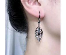 ПРИСТРОЙ!!!   Серьги Black Rhinestone Decor Leaf Drop Earrings