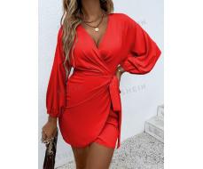 SHEIN Privé Surplice Neck Knot Wrap Dress SKU: sw2211304392230153