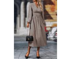 SHEIN LUNE Women's Printed Waist Ruched Long Sleeve Dress SKU: sz2405286867676660