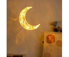 1pc Moon Decorative Light, Creative Yellow Light Hanging Lamp, Moon Shaped Night Light, Gift For Home Bedroom