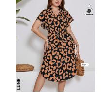SHEIN LUNE Leopard Print Short Sleeve Dress SKU: sz2403293122665758