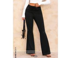 SHEIN SXY Women Solid Color Pleated Waist Flare Leg Pants