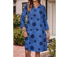 EMERY ROSE Women's Polka Dot Print Simple Sweetheart Collar Long Sleeve Dress SKU: sz2405305602456601