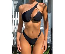 SHEIN Swim Asymmetrical Collar Ring Bikini Set Music Festival SKU: sz2311024413153347