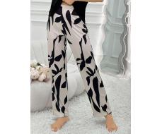 Women's Fashionable Apricot Color Leaf Pattern Casual Pajama Pants SKU: si2404097459438445